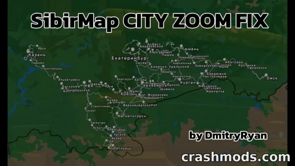 SibirMap City Zoom Fix – Visible City Names at Max Zoom Euro Truck Simulator 2 mod screenshot