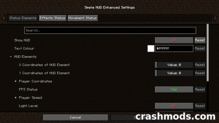 Simple HUD Enhanced – Customizable HUD Overlay with Coordinates, FPS and Paper Doll Minecraft mod screenshot