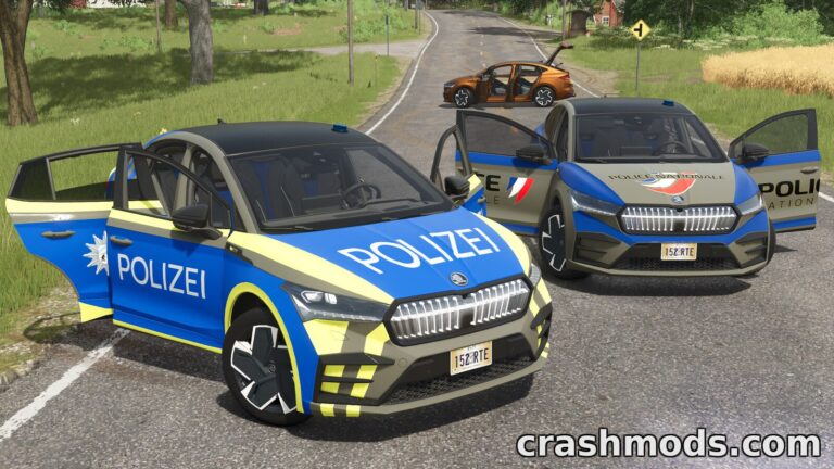 Skoda Enyaq Coupe Plus – 299 hp Car with Police Skins Farming Simulator 25 mod screenshot