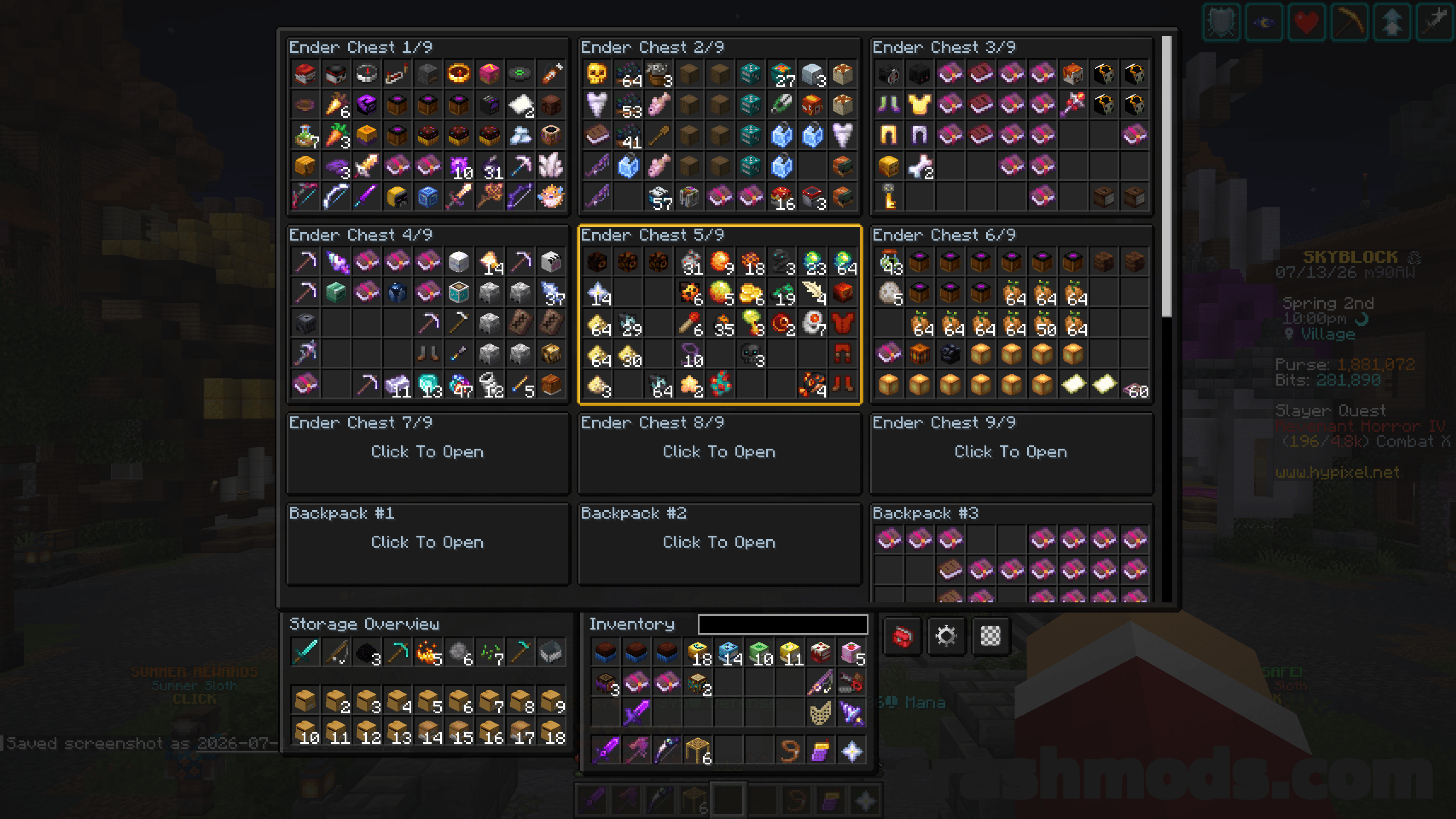Skyblock Enhanced Storage – Unified Searchable Overlay for Ender Chests and Backpacks – screenshot 2
