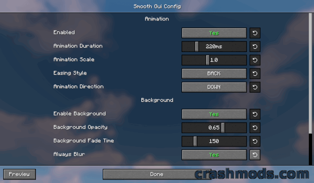 Smooth Gui – Slide-In and Fade Animations for Menus Minecraft mod screenshot