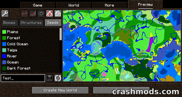 World Preview – See Biomes Structures and Heightmaps Before Creating a World Minecraft mod screenshot