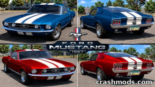 1967 Ford Mustang – Matte Racing Stripes Skin American Truck Simulator mod screenshot