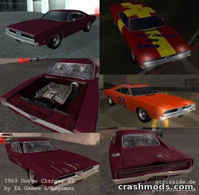 1969 Dodge Charger R/T – Muscle Car with Semi 3D Engine GTA San Andreas mod screenshot