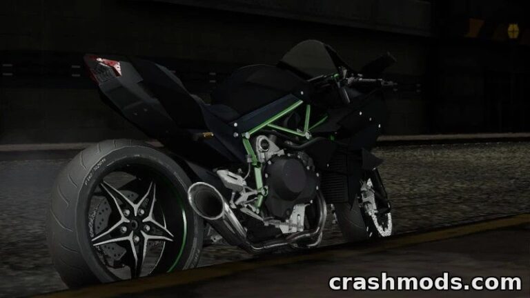 Detailed 2015 Kawasaki Ninja H2R mod showcased in a nighttime urban setting for GTA San Andreas.