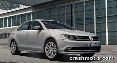 Realistic 2015 Volkswagen Jetta 1.4 TSI showcased in City Car Driving, parked in a modern urban setting.