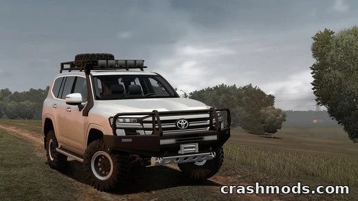 Realistic 2022 Toyota Land Cruiser 300 Series mod showcased in City Car Driving, driving on a rugged dirt path.