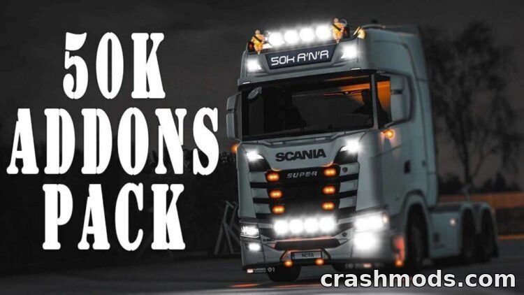 50K Addons Pack Super Lights – Bars and Lights for Scania Euro Truck Simulator 2 mod screenshot
