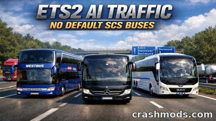 AI Traffic No Default SCS Buses – Only Modded Buses in Traffic Euro Truck Simulator 2 mod screenshot