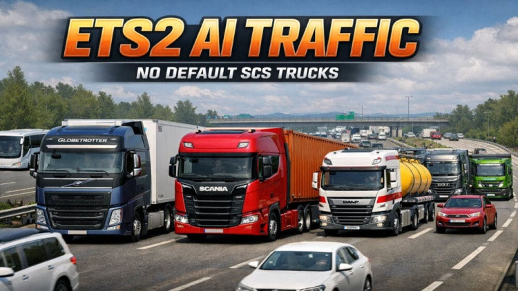 AI Traffic No Default SCS Trucks – Only Modded Trucks in Traffic Euro Truck Simulator 2 mod screenshot