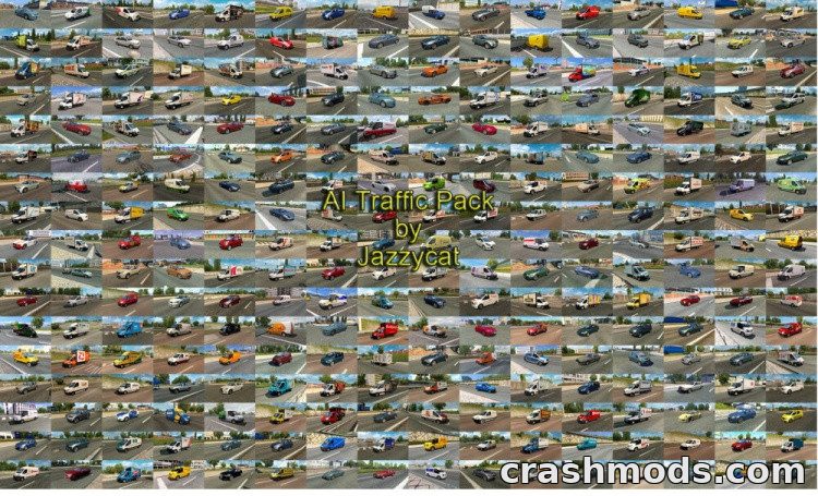 AI Traffic Pack – 526 Standalone Cars with Real 3D Logos Euro Truck Simulator 2 mod screenshot