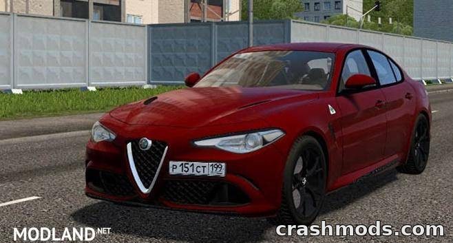 Red Alfa Romeo Giulia Quadrifoglio parked on a city street, showcasing its sleek design and performance features.