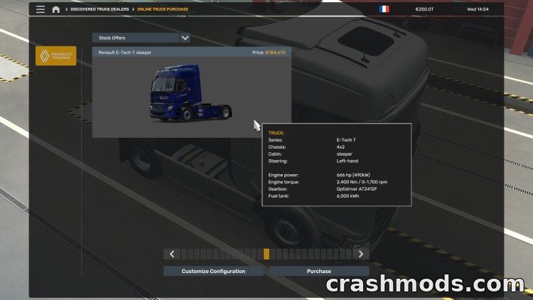 Battery 6000 kWh – Huge Range for Every Electric Truck Euro Truck Simulator 2 mod screenshot