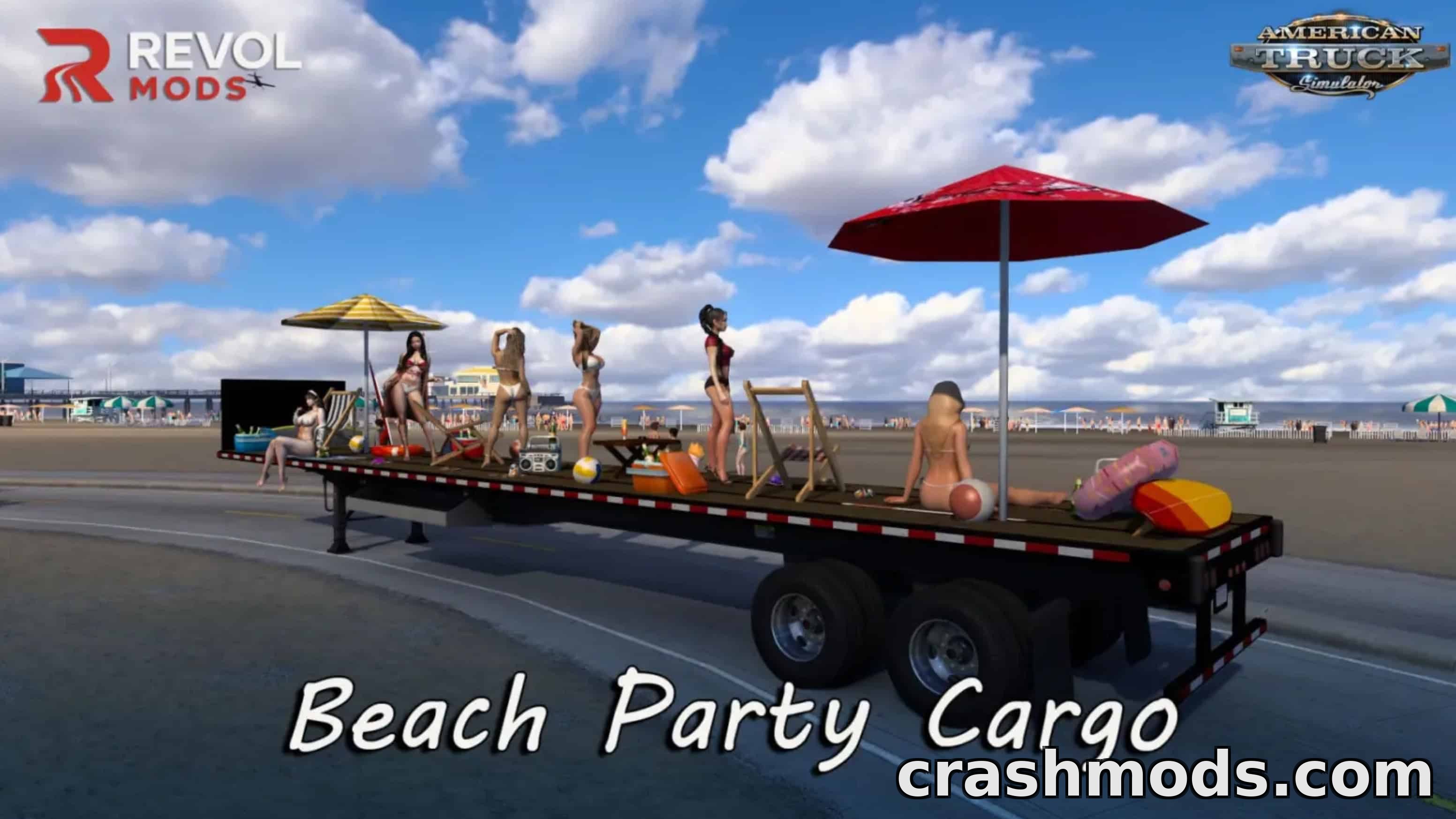 Beach Party Cargo Trailer – Themed 53ft Flatbed – screenshot 3