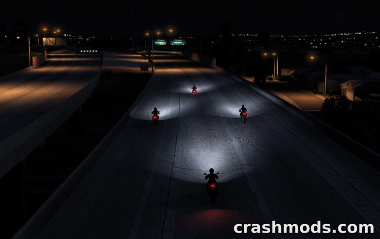 Better Flares Addon for Motorcycle Traffic – Light Fix American Truck Simulator mod screenshot