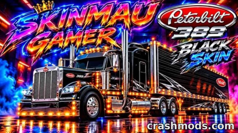 Black Peterbilt 389 Skin – Custom Truck Design American Truck Simulator mod screenshot