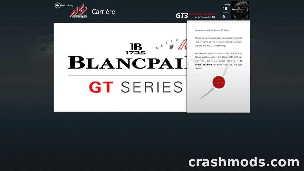 Blancpain GT Career – Authentic GT3 Racing Series Experience Assetto Corsa mod screenshot