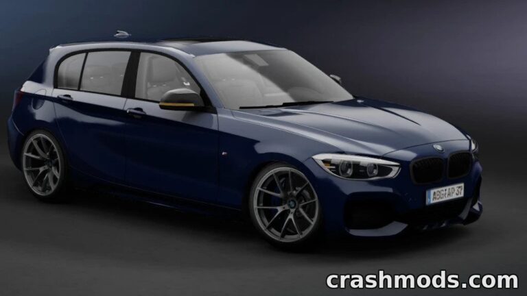 BMW M140i 2019 mod for Assetto Corsa showcases a sleek blue performance hatchback with detailed design elements.