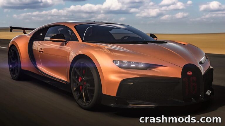 The Bugatti Chiron Pur Sport showcases a sleek design, ready for high-speed racing on a sunlit track.