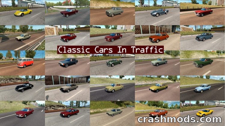 Classic Cars Traffic Pack – Classic Cars in AI Traffic Euro Truck Simulator 2 mod screenshot