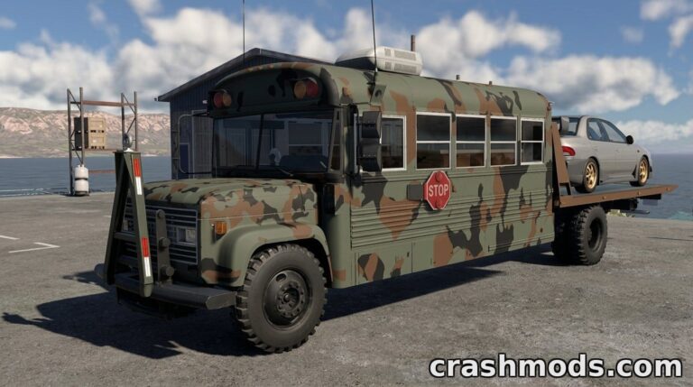 Cut Down Bus – School Bus Wrecker Tractor and Rollback BeamNG.drive mod screenshot