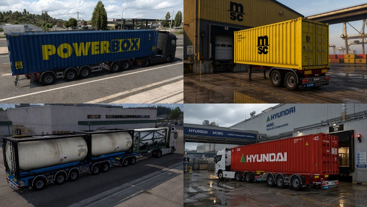 D-Tec Flexi Trailer Collection – Lite Container Trailer Pack Euro Truck Simulator 2 mod screenshot