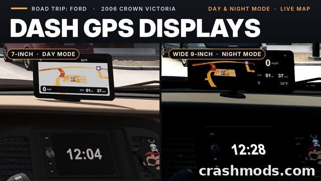Dash GPS Displays – 2006 Crown Victoria Add-On American Truck Simulator mod screenshot