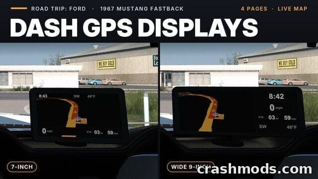 Dash GPS Displays for the 1967 Mustang – ATS Add-on American Truck Simulator mod screenshot