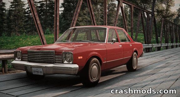 A classic 1976 Dodge Aspen parked on a wooden bridge, showcasing its vintage design and Mopar heritage.