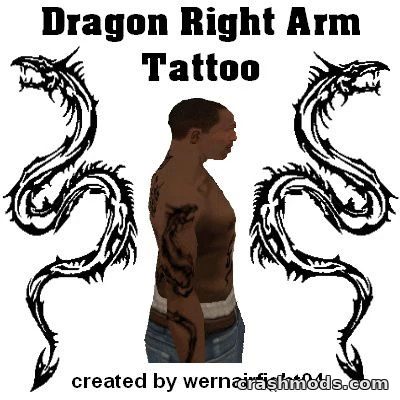 Dragon Right Arm Tattoo – Custom Ink for CJ GTA San Andreas mod screenshot