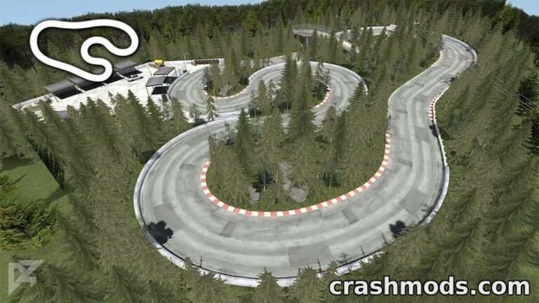 Aerial view of the Drift Shack track featuring winding roads surrounded by dense trees in Assetto Corsa.