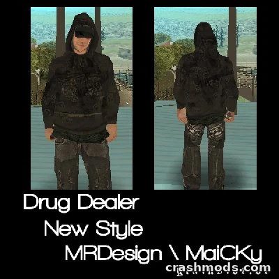 Realistic drug dealer character skin for GTA San Andreas, featuring detailed textures and a stylish outfit.