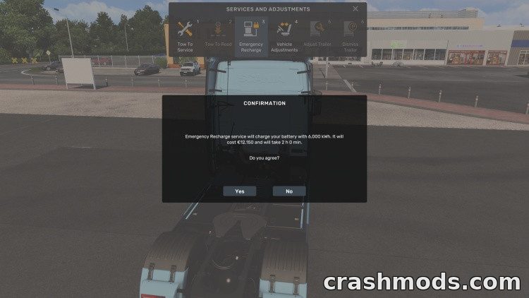 Emergency Recharge 6000 kWh – Full Battery from One Call Euro Truck Simulator 2 mod screenshot