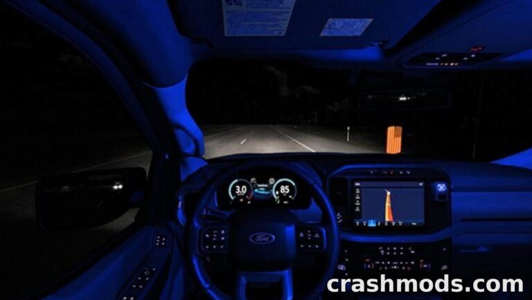 Ford Blue Cabin Light – Night Interior Lighting American Truck Simulator mod screenshot