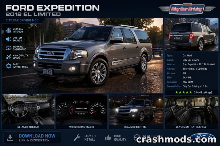 Ford Expedition EL Limited 2012 – Full-Size SUV with Custom Sound City Car Driving mod screenshot