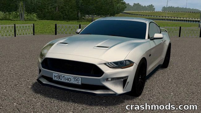 Detailed Ford Mustang GT 2018 sports car mod showcased in City Car Driving, highlighting its sleek design and performance.