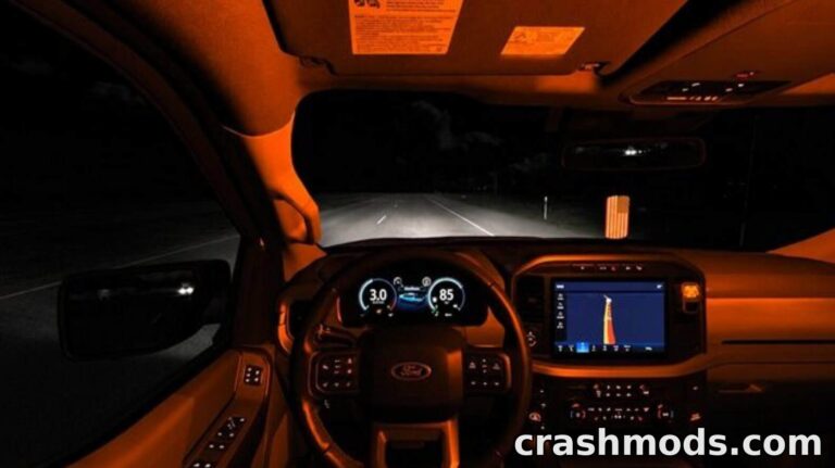 Ford Neon Orange Cabin Light – Night Interior Glow American Truck Simulator mod screenshot