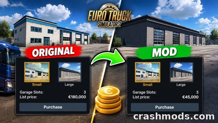 Garage Cost Pack – Cheaper Garages and Upgrades Euro Truck Simulator 2 mod screenshot