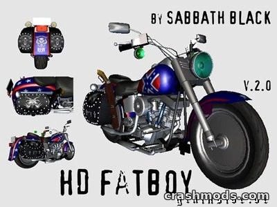 Custom Harley Davidson FLSTF bike mod for GTA San Andreas, showcasing detailed design and vibrant colors.