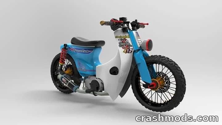 Honda C70 StreetCub mod for GTA San Andreas showcases a vibrant, custom classic bike with unique design elements.
