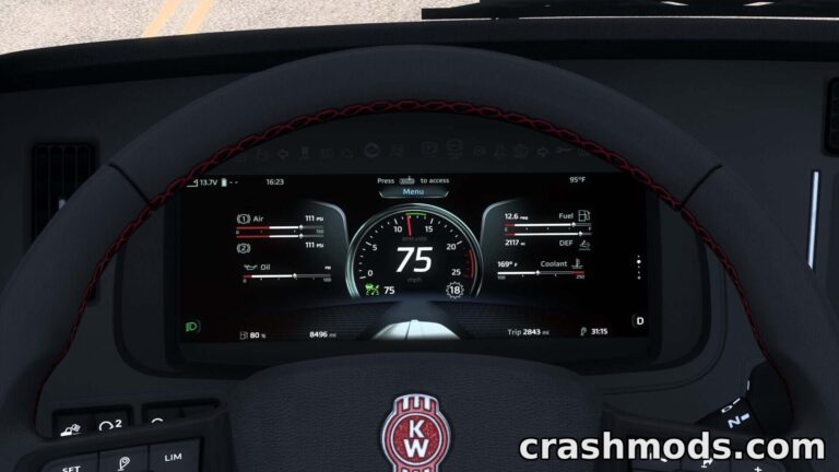 Kenworth T680 Next Gen – Enhanced Dashboard Display American Truck Simulator mod screenshot