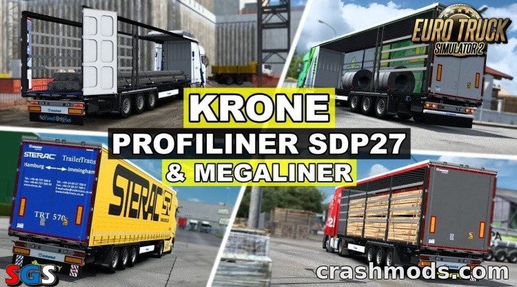 Krone Profiliner SDP27 and Megaliner – Detailed Curtain Trailers Euro Truck Simulator 2 mod screenshot