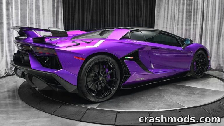 Purple Lamborghini Aventador SVJ Gintani F1 showcased in a sleek tuning environment, highlighting its aerodynamic design.