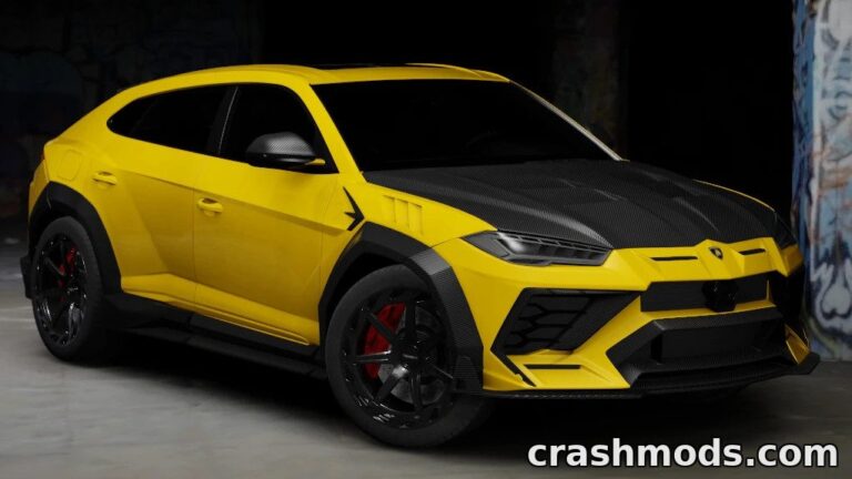 High-detail Lamborghini Urus Mansory No Hesi Spec mod for Assetto Corsa, showcasing a striking yellow and black design.