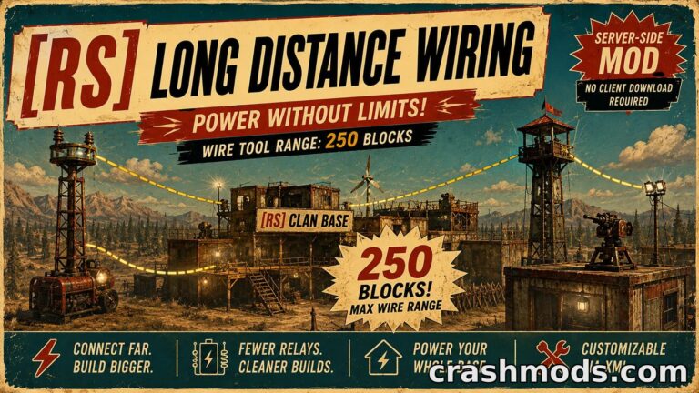 Long Distance Wiring – Extended Wire Tool Range 7 Days to Die mod screenshot