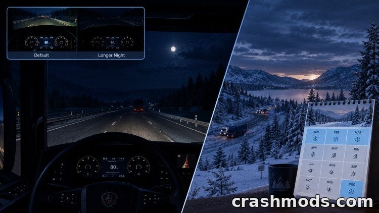Longer Nights – Winter-Biased Calendar for More Dark Hours Euro Truck Simulator 2 mod screenshot