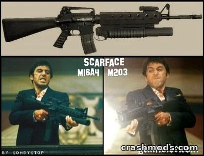 M16A4 Assault Rifle mod for GTA San Andreas, showcasing realistic details and action scenes inspired by Scarface.