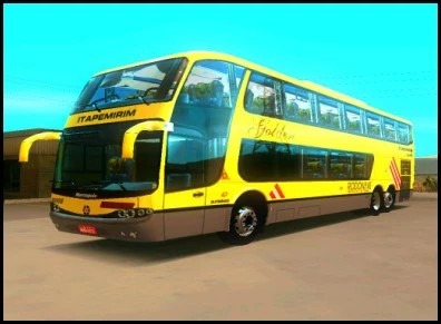 Detailed yellow double-decker bus mod for GTA San Andreas, showcasing multiple paint jobs and realistic design.