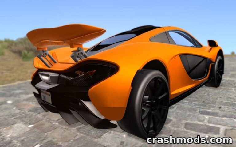 The McLaren P1 in vibrant orange showcases its sleek design and detailed rear, highlighting the mod's quality for GTA San Andreas.