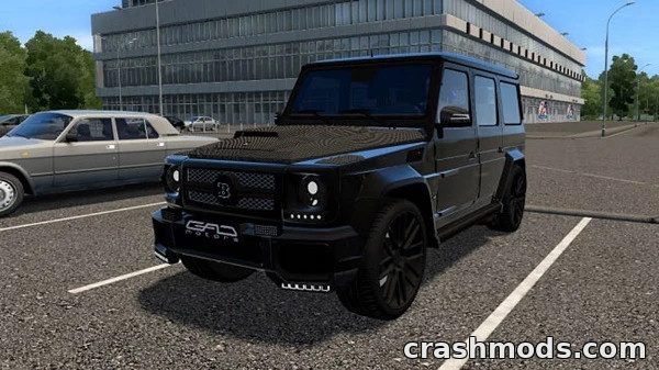 High-performance Mercedes-Benz G65 GAD Motors SUV parked in a realistic city environment in City Car Driving mod.